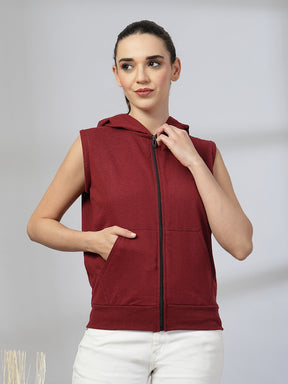 UZARUS Women's Half Sleeves Cotton Anthra Jacket with Hood