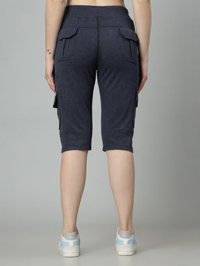 Women's Cargo Capri Shorts With 9 Zippered Pockets