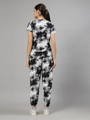 Uzarus Pajama Set for Woman| Animal Print Tie-Dye Night Suit Set| Lounge Wear| Full Pair Set for Women| Outfit for Girls| Nightwear| Tracking| Outdoor Pajama Set