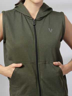 UZARUS Women's Half Sleeves Cotton Anthra Jacket with Hood