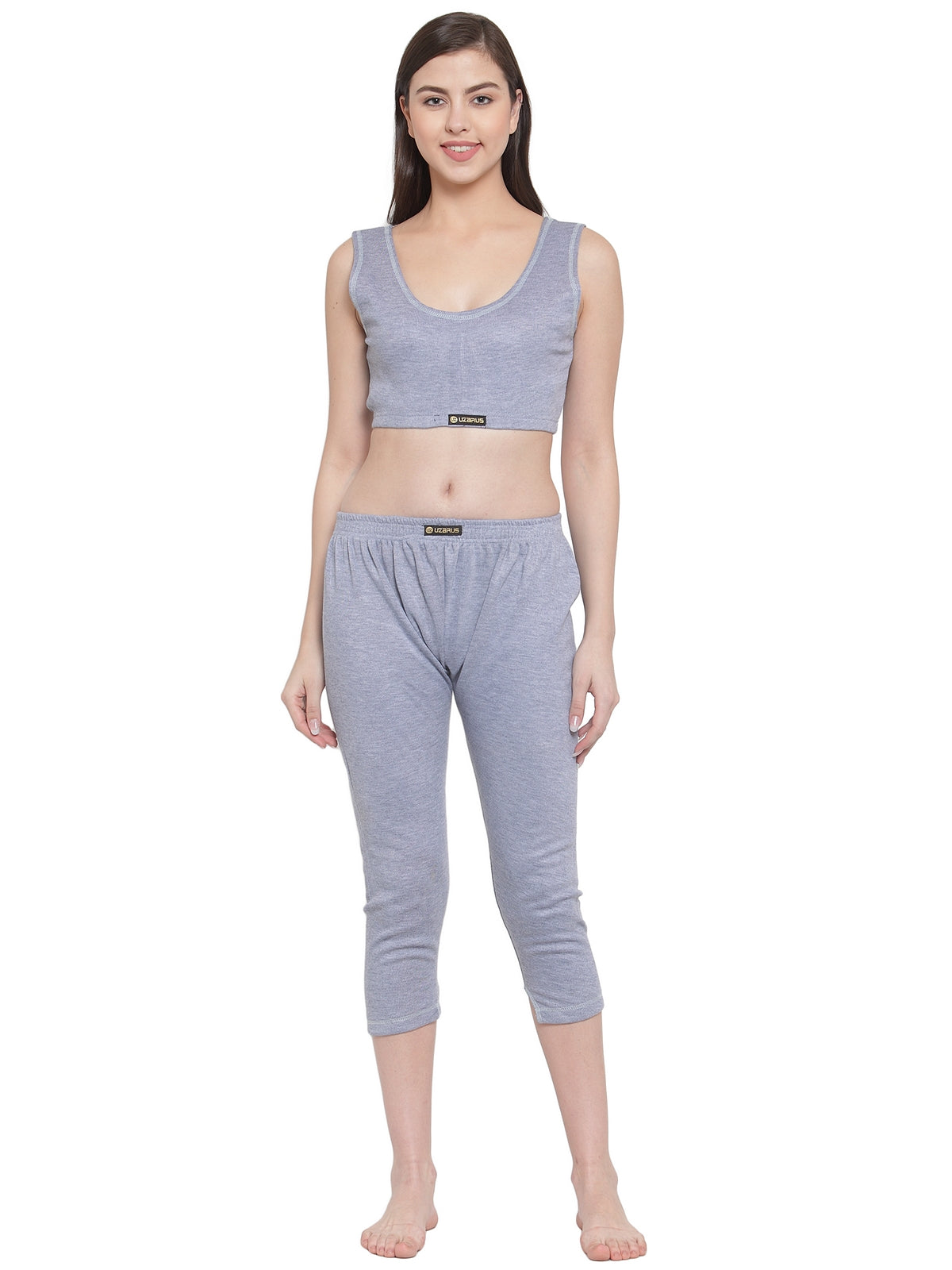 WOMEN'S SOLID INNER THERMAL WEAR TOP AND BOTTOM SET