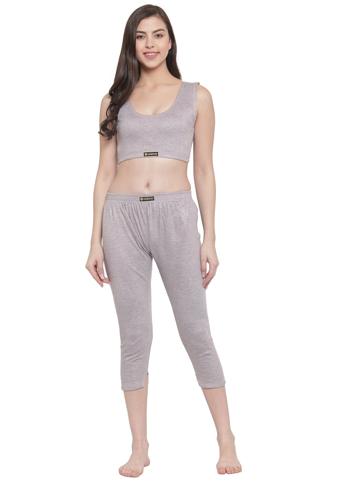 WOMEN'S SOLID INNER THERMAL WEAR TOP AND BOTTOM SET