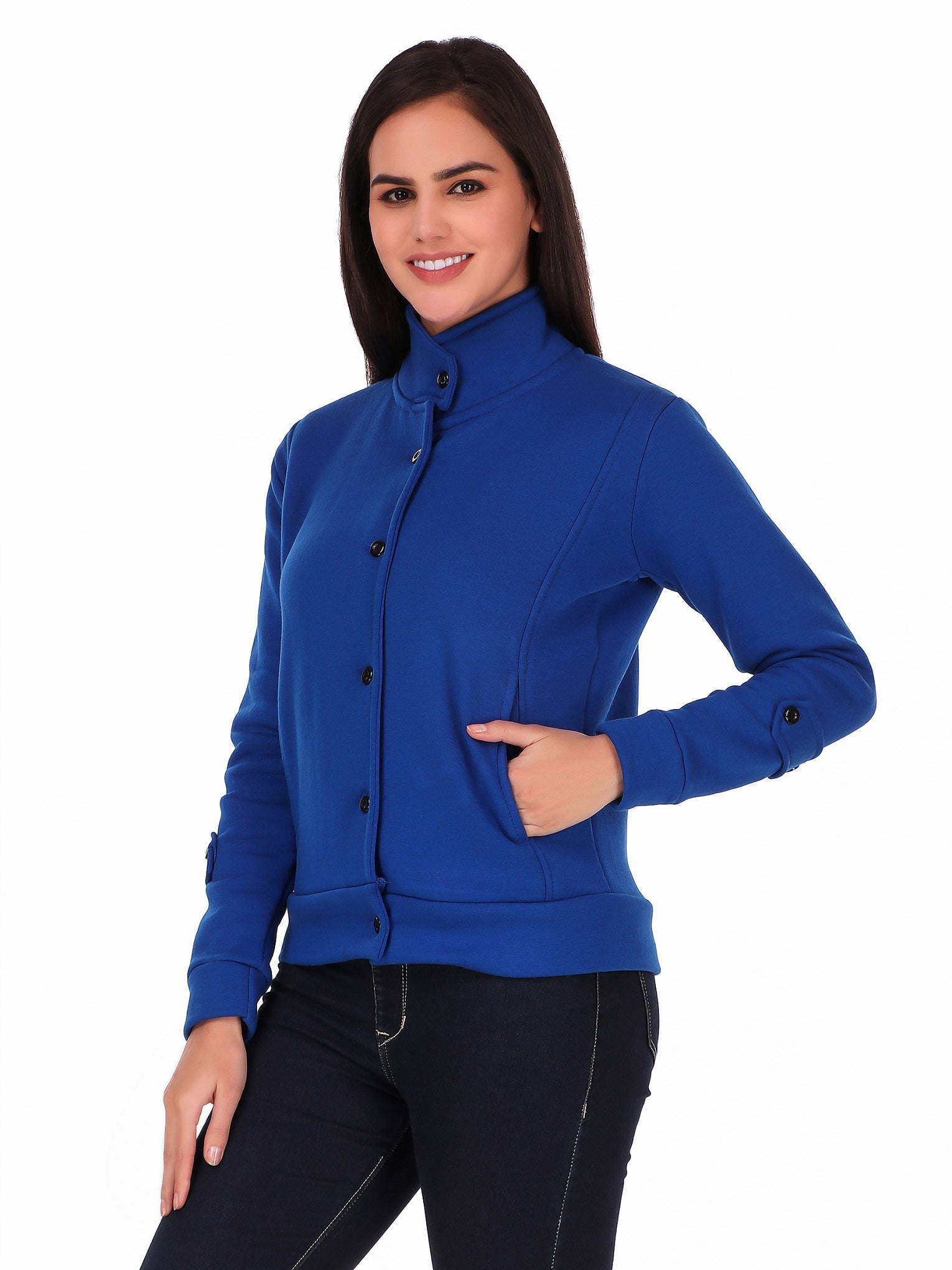 Women's Solid Cotton Tailored Full Sleeve Jacket