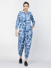 UZARUS Women Printed Hooded Zipper Full Sleeves Track Suit Co-ord Set