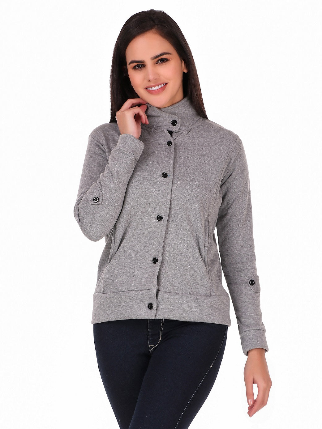 Women's Solid Cotton Tailored Full Sleeve Jacket