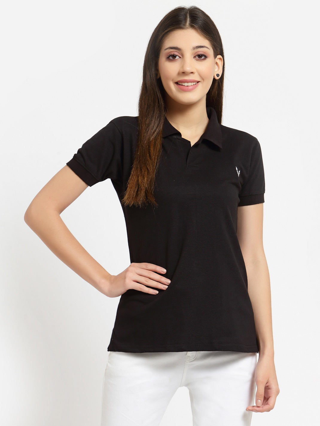 UZARUS Women's Cotton Polo Collar Neck T-Shirt Top