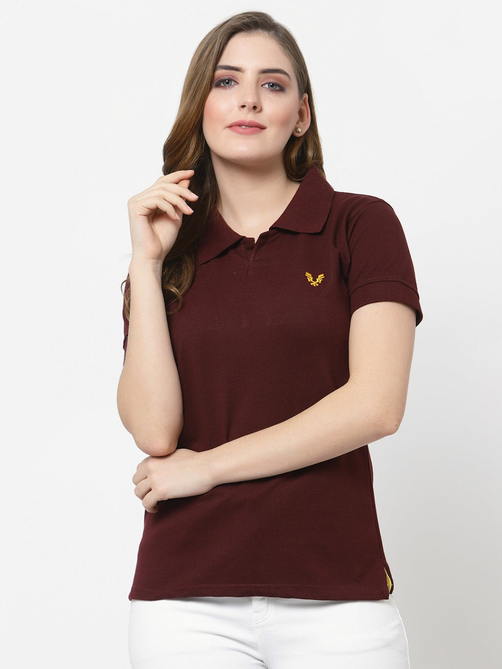 UZARUS Women's Cotton Polo Collar Neck T-Shirt Top