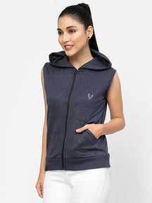 UZARUS Women's Half Sleeves Cotton Anthra Jacket with Hood
