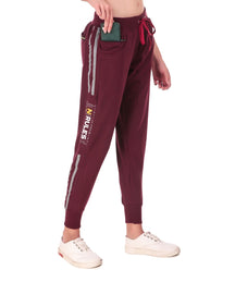 Women's Cotton Slim Fit Joggers Track Pants with 2 Zippered Pockets