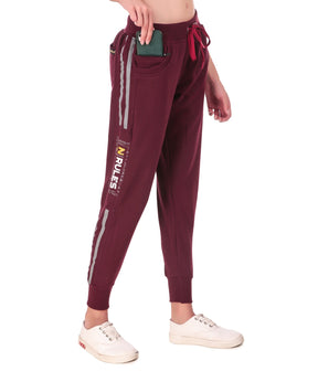 Women's Cotton Slim Fit Joggers Track Pants with 2 Zippered Pockets