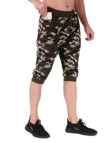 Men's Cotton Three Fourth Capri Shorts With Two Zippered Pockets