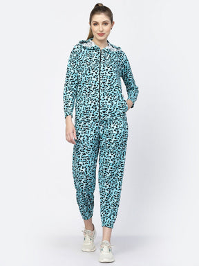 UZARUS Women Printed Hooded Zipper Full Sleeves Track Suit Co-ord Set