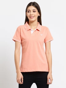UZARUS Women's Cotton Polo Collar Neck T-Shirt Top