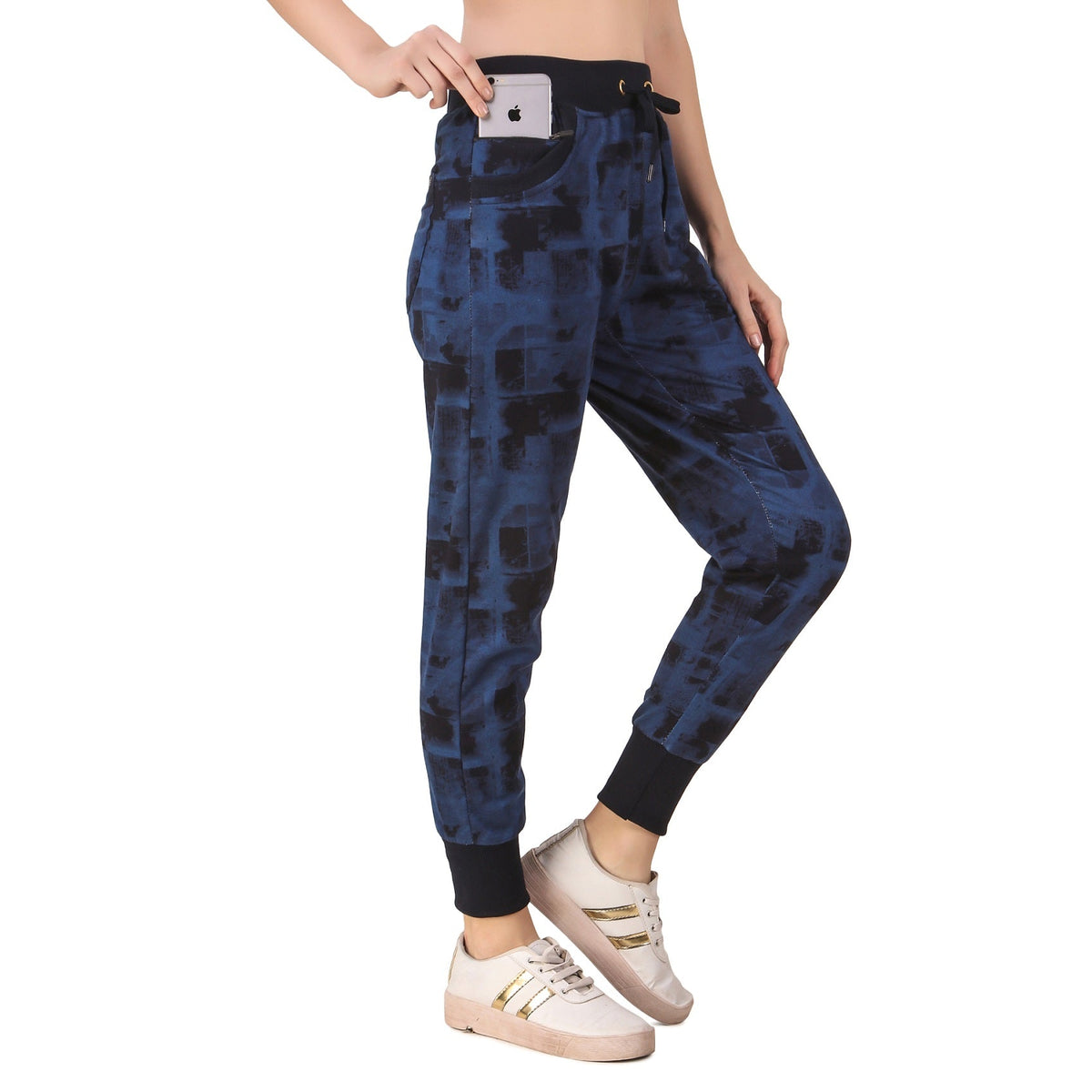 Women's Cotton Slim Fit Joggers Track Pants with 2 Zippered Pockets