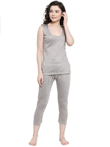WOMEN'S CUT SLEEVES THERMAL TOP AND BOTTOM SET