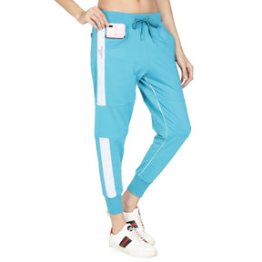 Women's Cotton Slim Fit Joggers Track Pants with 2 Zippered Pockets