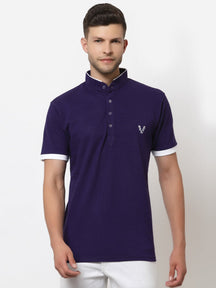 Men's 4 Button Solid Cotton Regular Fit Polo T-Shirt