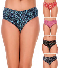 Women's 100% Cotton Printed Bikini Brief Panty ( Pack of 5)