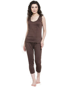 WOMEN'S CUT SLEEVES THERMAL TOP AND BOTTOM SET