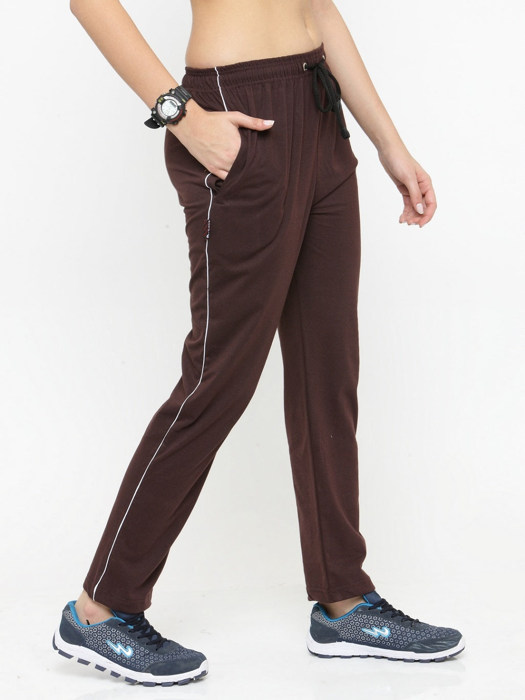 Uzarus Women's Cotton Track Pants With 2 Zippered Pockets