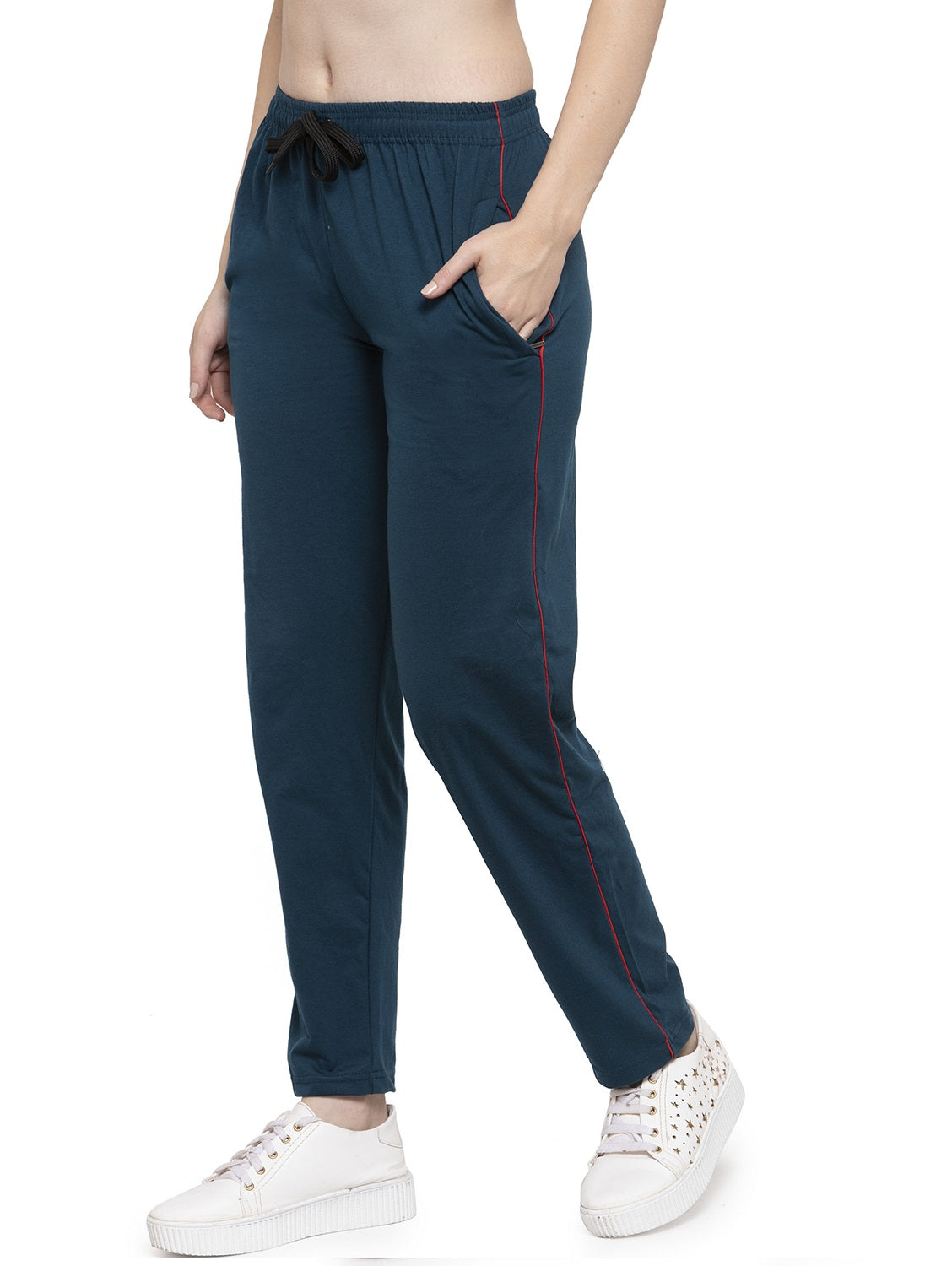 Uzarus Women's Cotton Track Pants With 2 Zippered Pockets