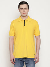 Men's Solid Cotton Regular Fit Zipper Polo T-Shirt
