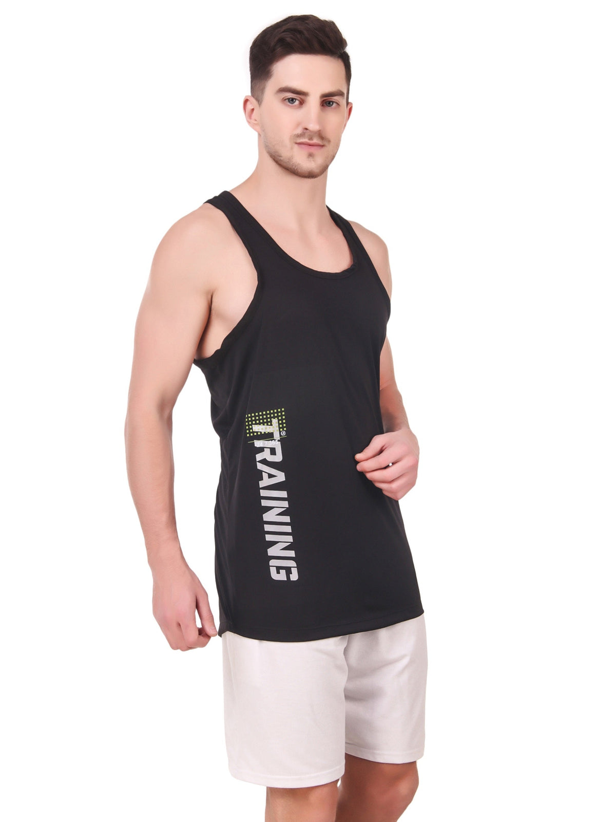 Men's Stretchable Printed Gym Vest Regular Fit Tank Sleeveless T-Shirt