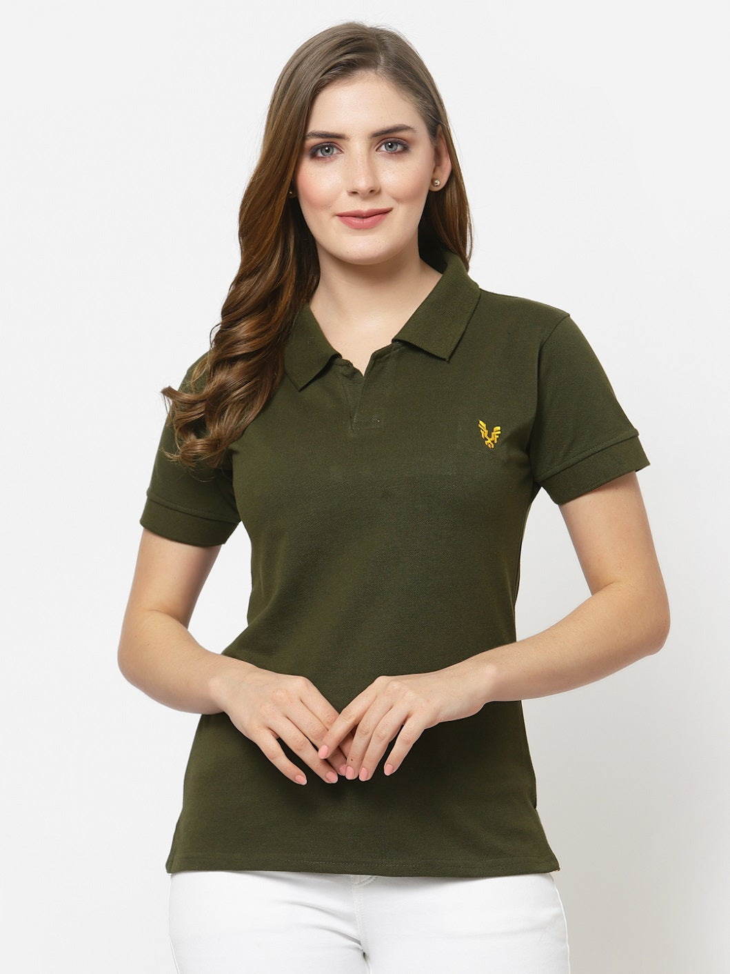 UZARUS Women's Cotton Polo Collar Neck T-Shirt Top