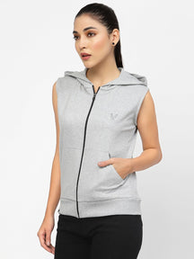 UZARUS Women's Half Sleeves Cotton Anthra Jacket with Hood