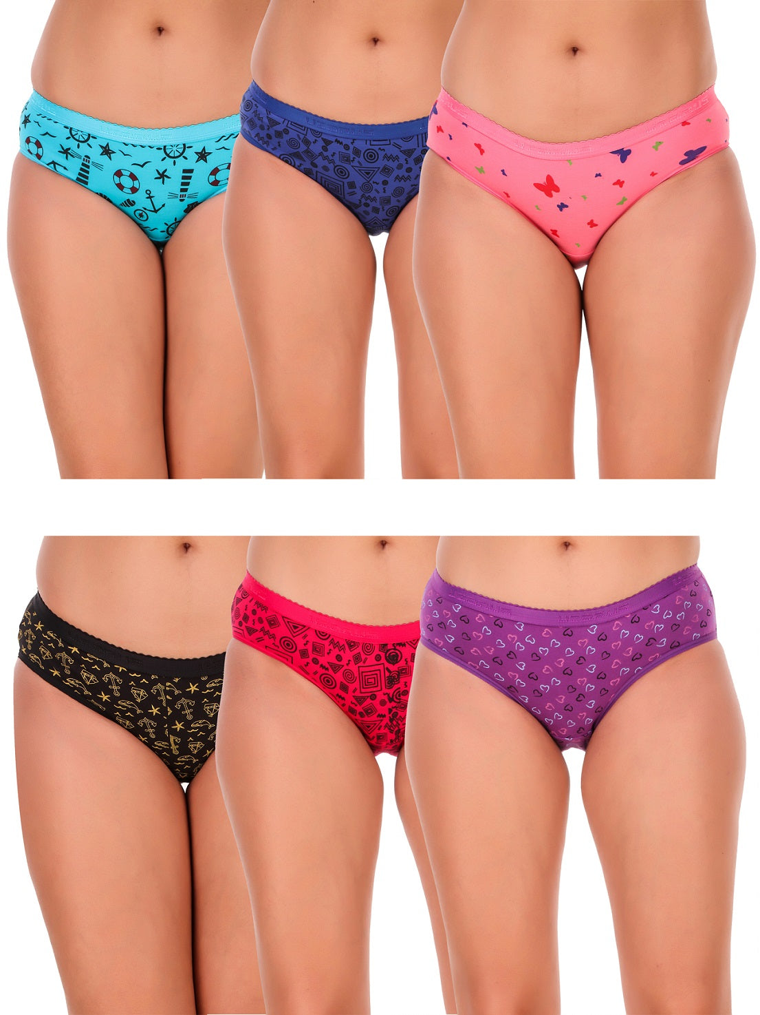 Women's 100% Cotton Bikini Brief Panty ( Pack of 6)