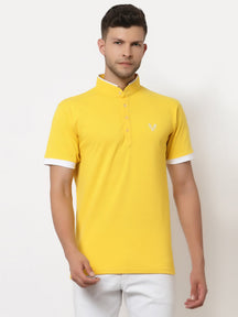 Men's 4 Button Solid Cotton Regular Fit Polo T-Shirt