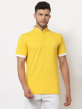 Men's 4 Button Solid Cotton Regular Fit Polo T-Shirt