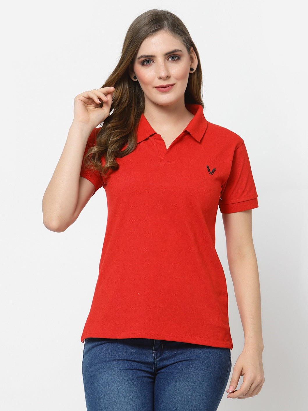 UZARUS Women's Cotton Polo Collar Neck T-Shirt Top