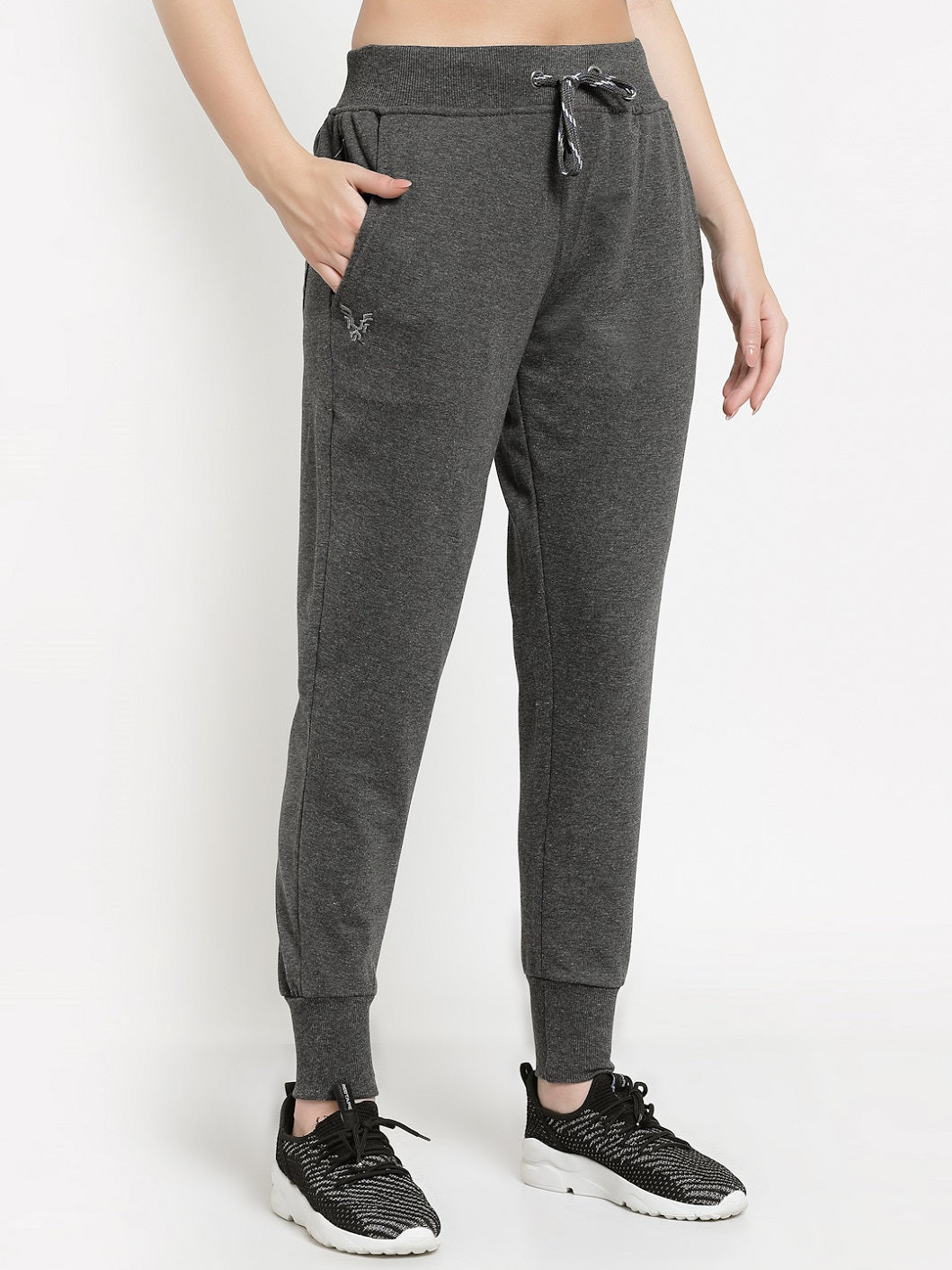 Women's Cotton Regular Fit Joggers Track Pants with Zippered Pocket