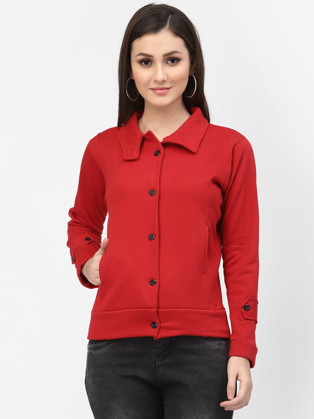 Women's Solid Cotton Tailored Full Sleeve Jacket