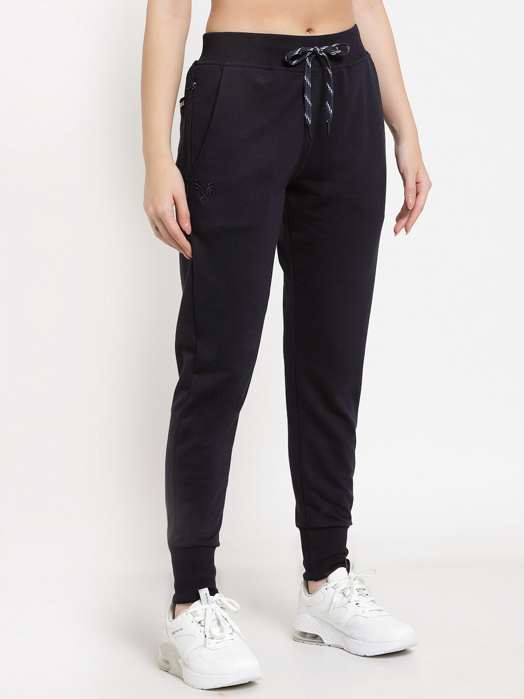 Women's Cotton Regular Fit Joggers Track Pants with Zippered Pocket