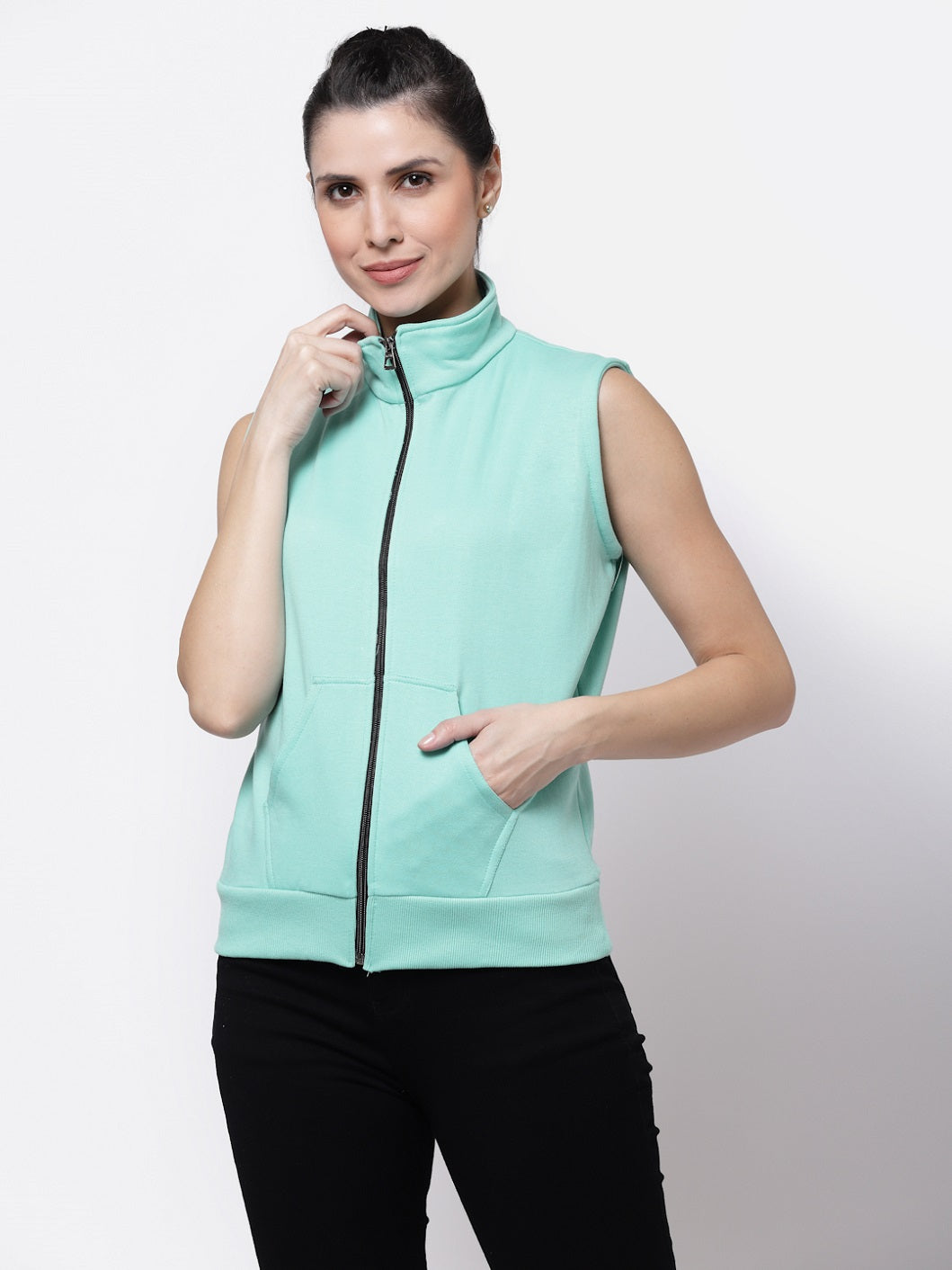 UZARUS Women's Half Sleeves Cotton Fleece Premium Jacket
