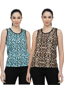 UZARUS Women's Sleeveless Dry Fit Workout Tank Top Sports Gym T-Shirt (Pack Of 2)
