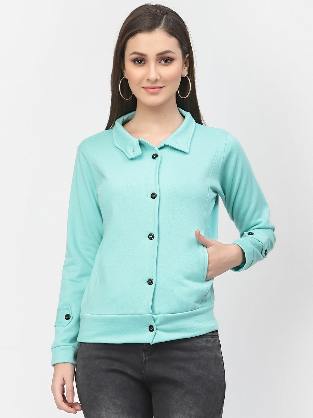 Women's Solid Cotton Tailored Full Sleeve Jacket