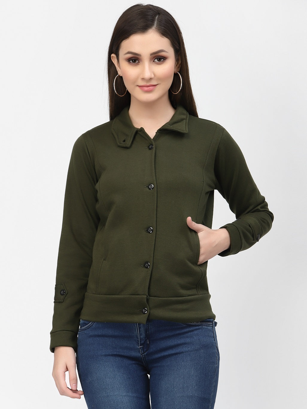 Women's Solid Cotton Tailored Full Sleeve Jacket