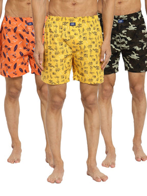 Men's Assorted Printed Boxer Shorts (Pack Of 3) 100% Cotton