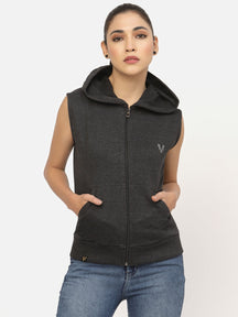 UZARUS Women's Half Sleeves Cotton Anthra Jacket with Hood