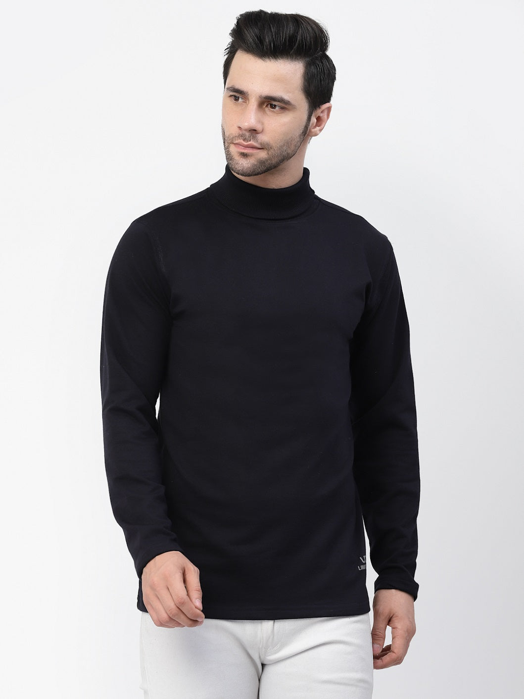 Men's Cotton Solid Full Sleeve Turtle Neck T Shirt for Men