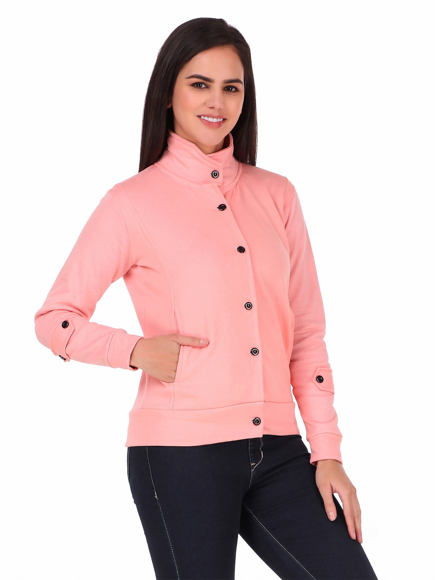 Women's Solid Cotton Tailored Full Sleeve Jacket