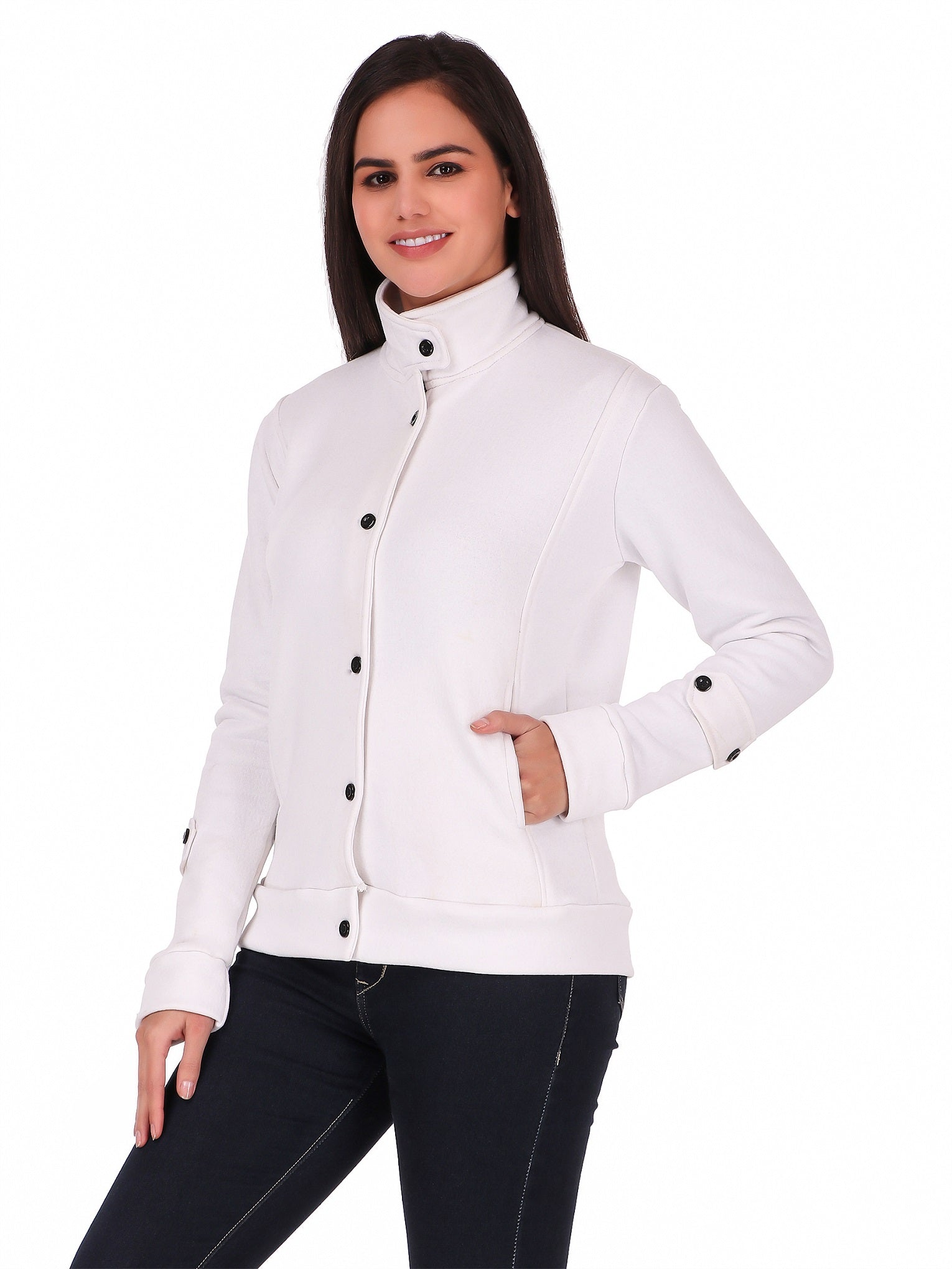 Women's Solid Cotton Tailored Full Sleeve Jacket