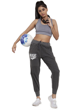 Women's Cotton Slim Fit Joggers Track Pants with 2 Zippered Pockets
