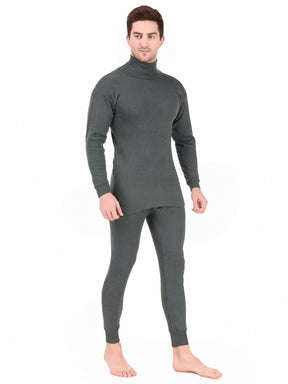 MEN'S SOLID HIGH NECK THERMAL WEAR TOP AND BOTTOM SET