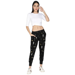Women's Cotton Slim Fit Joggers Track Pants with 2 Zippered Pockets