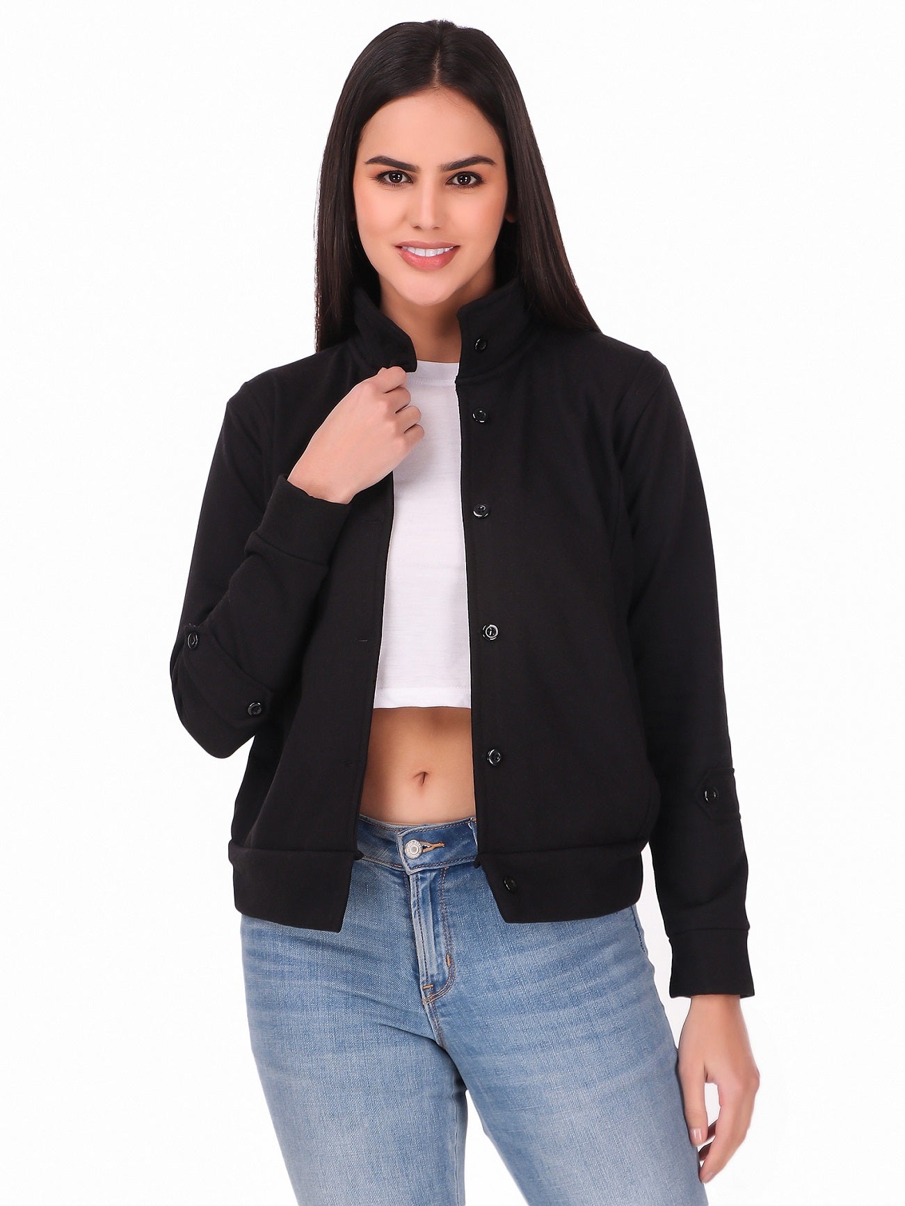 Women's Solid Cotton Tailored Full Sleeve Jacket