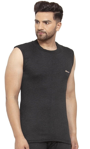 MEN'S SLEEVELESS SOLID ROUND NECK THERMAL TOP